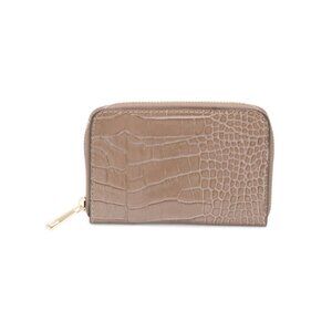 ISADORA Taupe Made In Italy Leather Croc Embossed Wallet